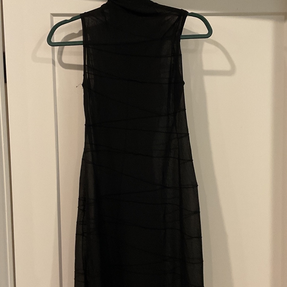 Ronen Chen Elegant Black Sheer Long Sleeve Dress